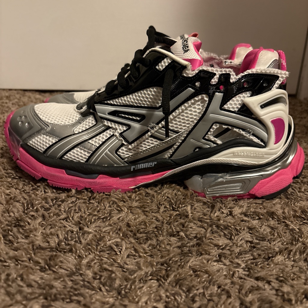 Balenci Runners Men's Sneakers In Pink, Gray, And White